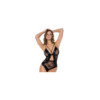 Body noir dos nu tissu effet cuir 